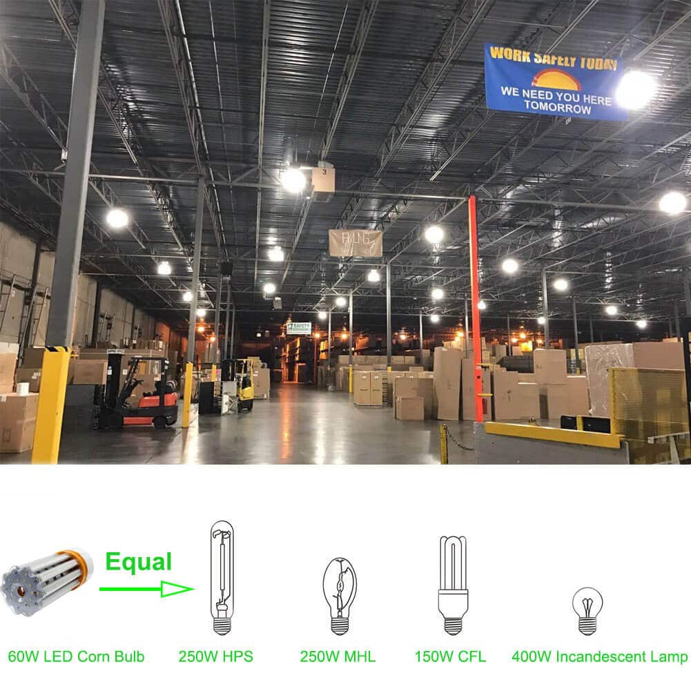 Workshop Light 4 Warehouse LED Corn Light Fixture 60 Watt 5000K Cage Light Details about    