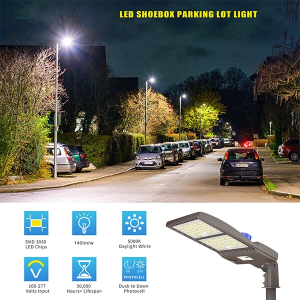 300W LED Street Area Light Business Parking Lot Photocell Lighting Fixture ETL 