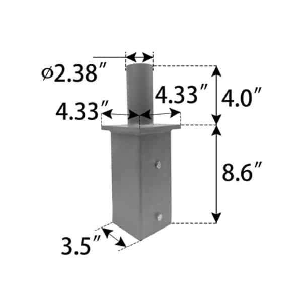 4 inch square to round light pole adapter 