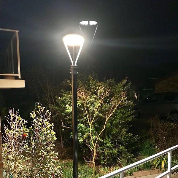 LED post top light fixtures with photocell sensor